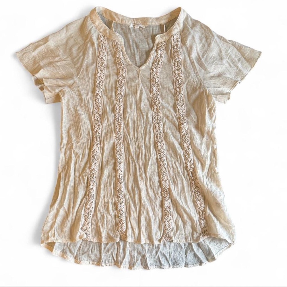 Maurices Cream Lace Accent Blouse
